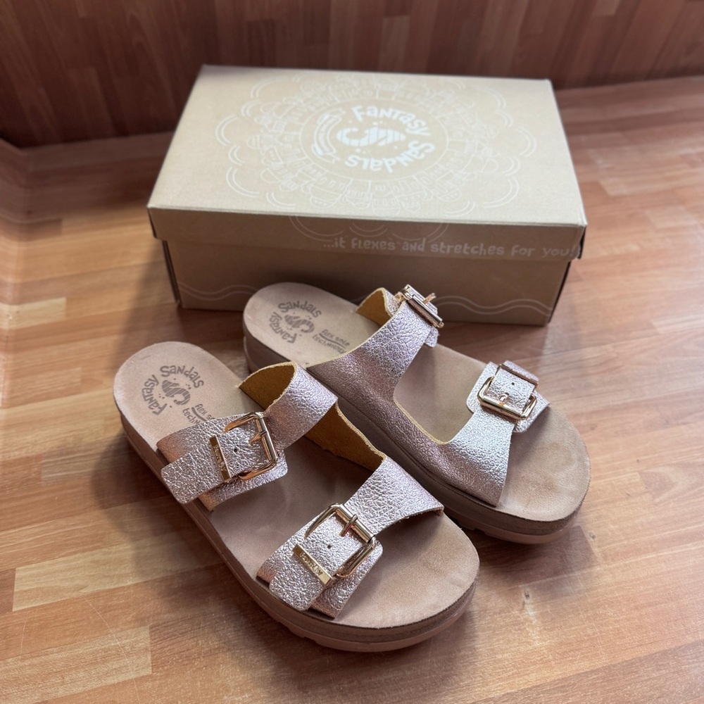 Fantasy sandals Melanie rose gold slip on sandals size 39